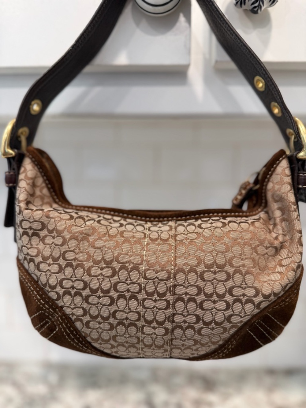 Coach Brown/Tan Signature Jacquard soho Shoulder Bag - Picture 2 of 16